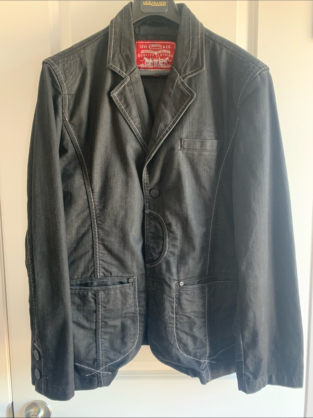 Levi's Black Denim Blazer with embroidery & contrast stitching